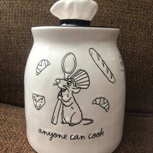 NEW Rae Dunn Disney Ratatouille Black & White Canister "Anyone Can Cook"